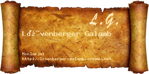 Lövenberger Galamb névjegykártya